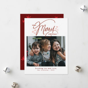 Very Merry Modern White Christmas Holiday Card