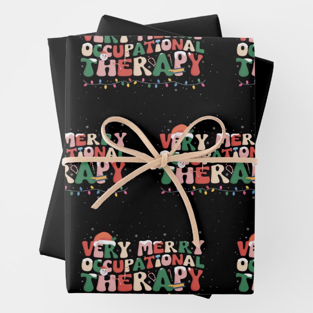 Very Merry Occupational Therapy Christmas OT Xmas Wrapping Paper Sheet (In situ)