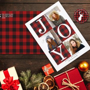 Very Merry Plaid 3 Photo Holiday Card