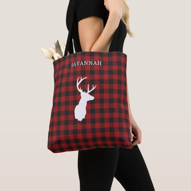 Very Merry Plaid | Holiday Tote Bag (Close Up)
