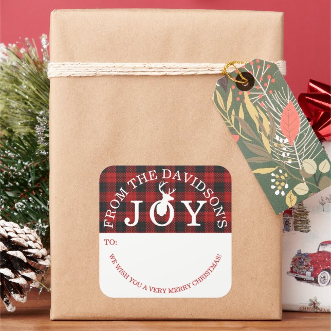 Very Merry Plaid Joy To From Gift Tag (Holiday)
