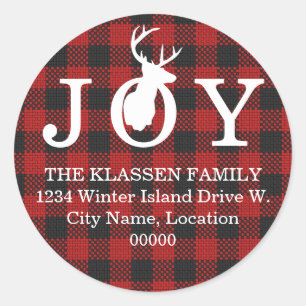 Very Merry Plaid   Return Address Classic Round Sticker