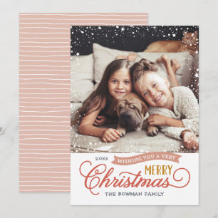 Very Merry Script Colourful Photo Holiday Card