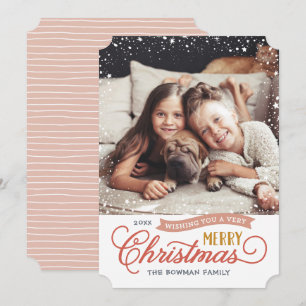 Very Merry Script Colourful Photo Holiday Card