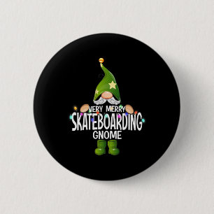 Very Merry Skateboarding Gnome Christmas Matching  2 Inch Round Button