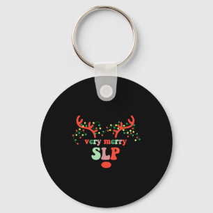 Very Merry Slp Reindeer Christmas Speech Therast X Keychain