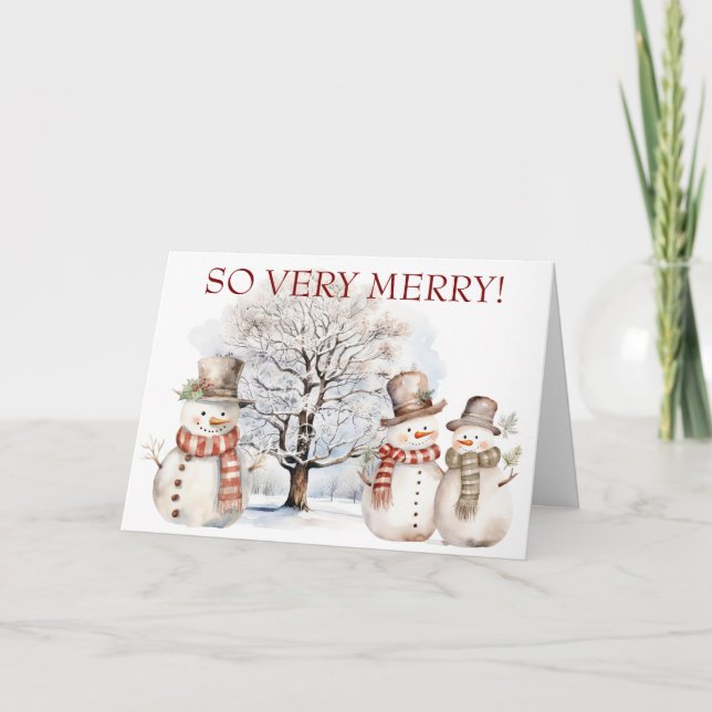Very Merry Snowmen Holiday Card (Front)
