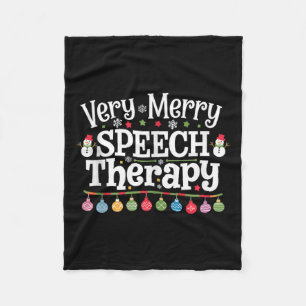 Very Merry Speech Therapy Christmas Speech Therapi Fleece Blanket