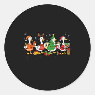 Very Merry Teacher Christmas Funny Goose Silly Hol Classic Round Sticker