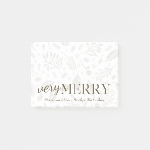 Very Merry Winter Botanical with Name Christmas Post-it Notes