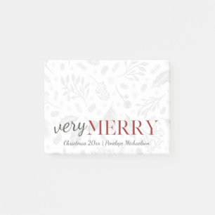 Very Merry Winter Botanical with Name Christmas Post-it Notes