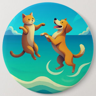 Very nice and beautiful Dog and cat design on 6 Inch Round Button