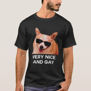 Very Nice And Gay  Dog Glasses Meme T-Shirt