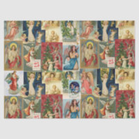 Very Old Christmas Cards Featuring Angels Collage