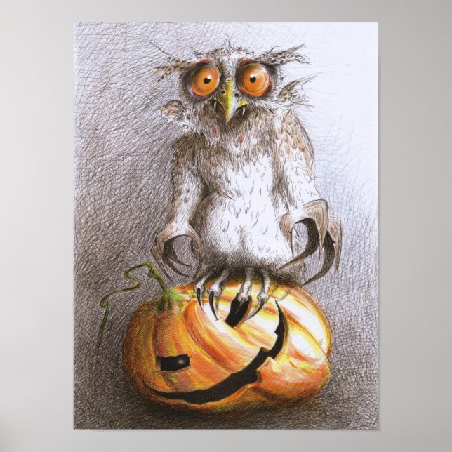 Very Old Halloween Vampire Owl Poster (Front)