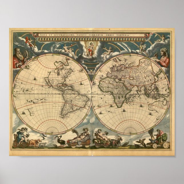 Very Old Latin World Map Poster (Front)