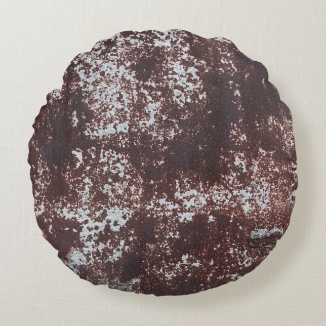 Very old rusted sheet iron. Textured metal surface Round Pillow (Front)