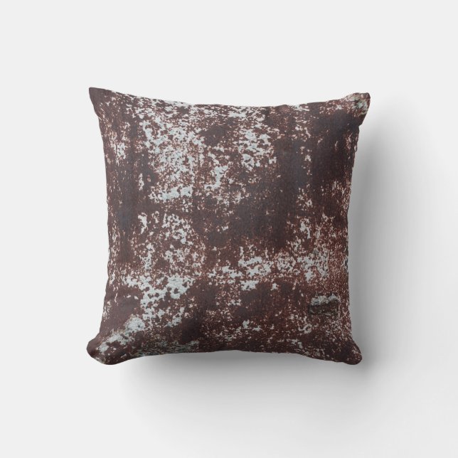 Very old rusted sheet iron. Textured metal surface Throw Pillow (Front)