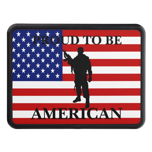 Very Patriotic Proud to be American American Flag Trailer Hitch Cover (Front)