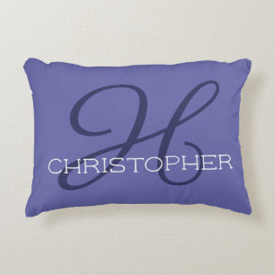 Very Peri Blue H Initial Personalized Name Trendy  Accent Pillow