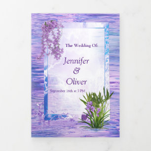 Very-Peri-blue-violet Water Reflections Tri-Fold H Holiday Card