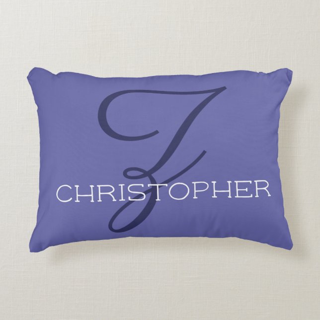 Very Peri Blue Z Initial Calligraphy Name Trendy Accent Pillow (Front)