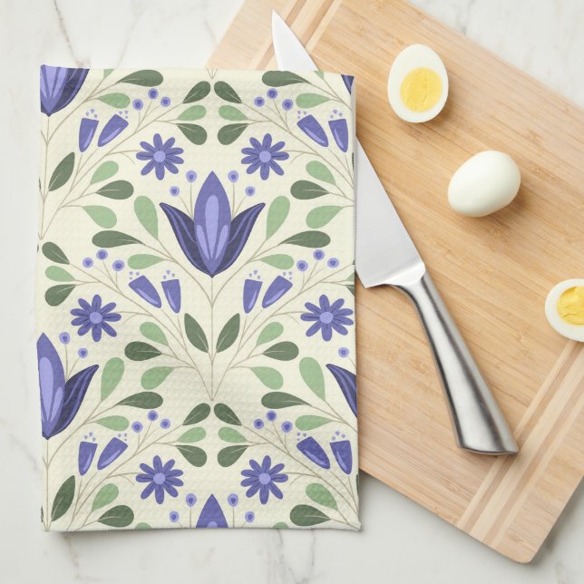 Very Peri Garden Trellis Kitchen Towel (Quarter Fold)