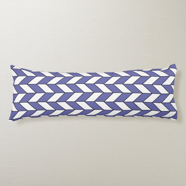 Very Peri Herringbone Chevron Pattern Body Pillow (Front)