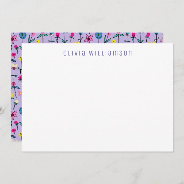 Very Peri Lilac Flower Garden Notecard (Front/Back)
