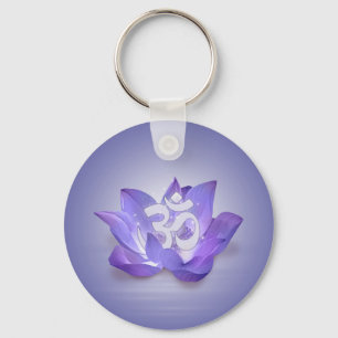 Very Peri Lotus and OM symbol Keychain