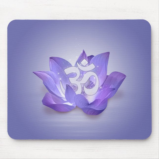 Very Peri Lotus and OM symbol Mouse Pad (Front)