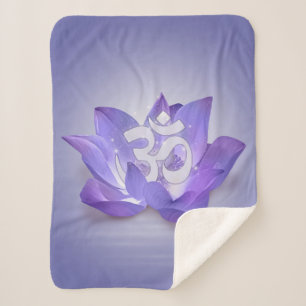 Very Peri Lotus and OM symbol Sherpa Blanket