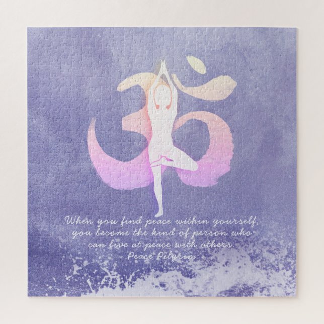 Very Peri Meditation Instructor Yoga Pose OM Quote Jigsaw Puzzle (Vertical)