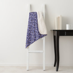 Very Peri Purple Abstract Animal Print Sherpa Blanket