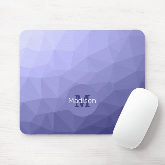 Very peri purple blue mesh ombre pattern Monogram Mouse Pad (With Mouse)
