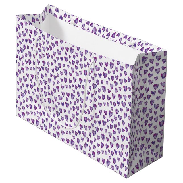 Very Peri Purple Heart Large Gift Bag (Front Angled)