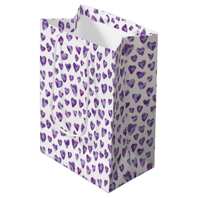 Very Peri Purple Heart Medium Gift Bag (Front Angled)
