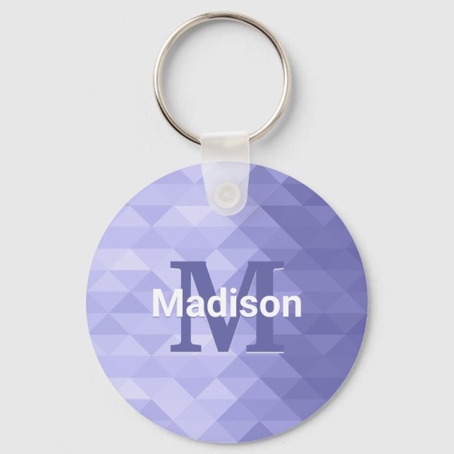 Very peri Purple triangle geometry square Monogram Keychain (Front)