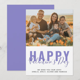 Very Peri Purple Valentine`s Day Family Photo Holiday Card