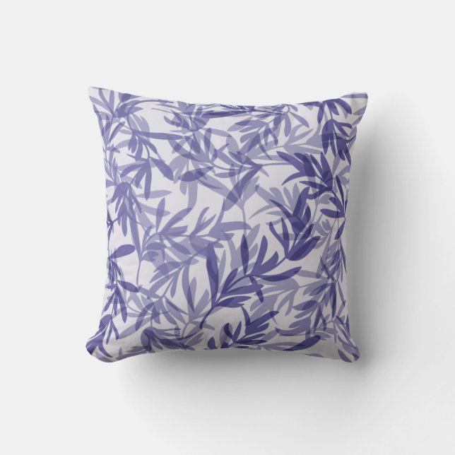 Very Peri Tropical Floral Pattern Modern Girly Throw Pillow (Front)