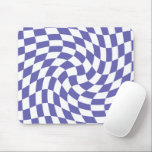 Very Peri Warped Checks Retro Psychedelic     Mouse Pad<br><div class="desc">Cool warped groovy chequered pattern in colour of the year 2022, very peri, periwinkle blue featuring on a home decor for bedroom, living room, kitchen or every day accessories and office products for trendy retro good vibes. Simple twirl checks in colour of year for little retro psychedelic style. Twirled and...</div>