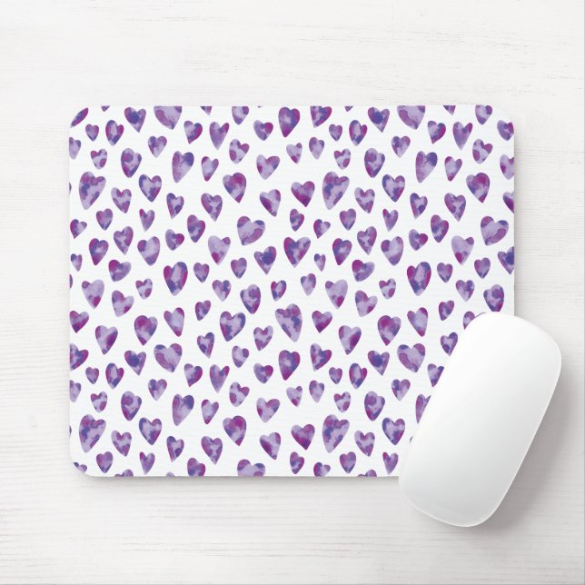Very Peri Watercolour Heart Mouse Pad (With Mouse)