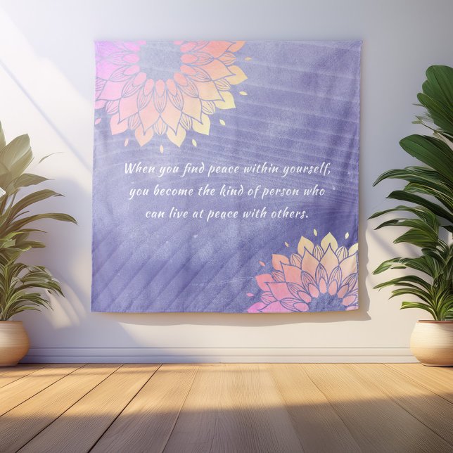 Very Peri Yoga Instructor Rose Gold Mandala Quotes Tapestry (Creator Uploaded)