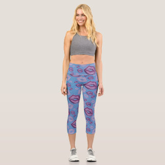 Very Periwinkle Kisses Lips in Shades of Purple Capri Leggings
