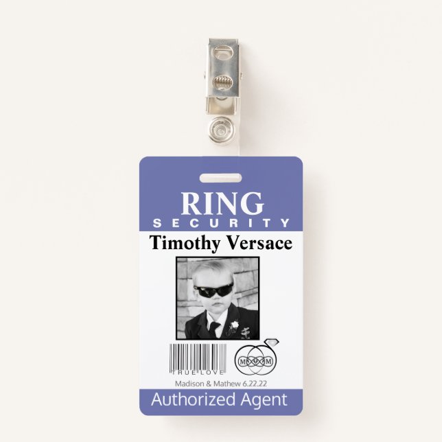 Very Perri Ring Bearer Security Badge (Front with Clip)