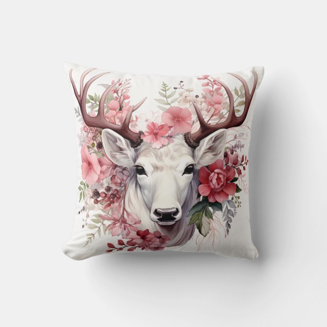 🦌🎄 Very Pretty Merry Christmas Reindeer Pillow  (Front)