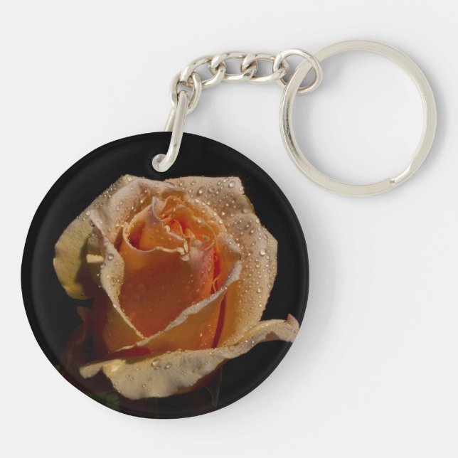 Very Pretty Orange Rose Keychain (Back)
