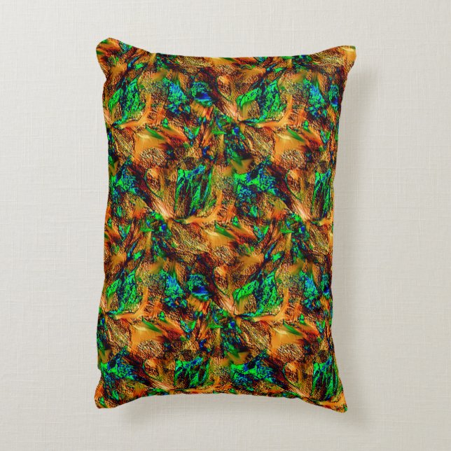 Very rustic rock in burnt yellow with green spot t accent pillow (Back(Vertical))