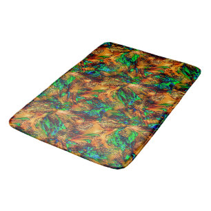 Very rustic rock in burnt yellow with green spot t bath mat
