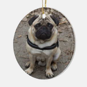 Very Serious Pug Ceramic Ornament